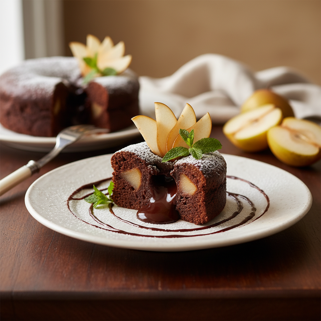 Photo de Recette de gâteau chocolat poire fondant et irrésistible