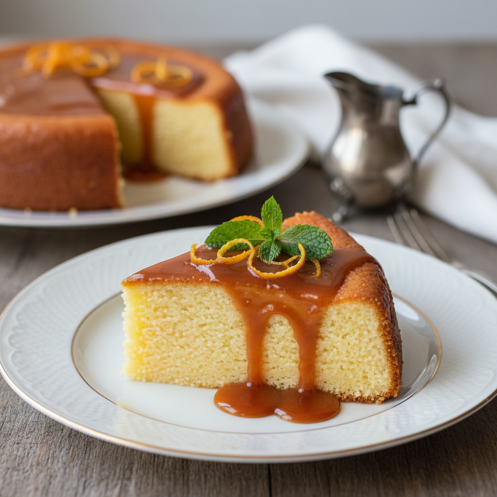 Photo de Recette de gâteau de semoule onctueux nappé de caramel