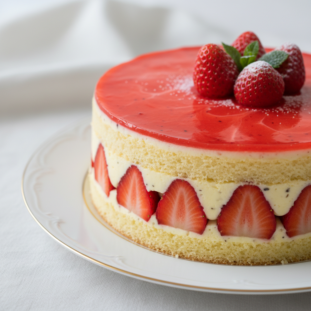 Photo de Recette du fraisier traditionnel à la vanille bourbon