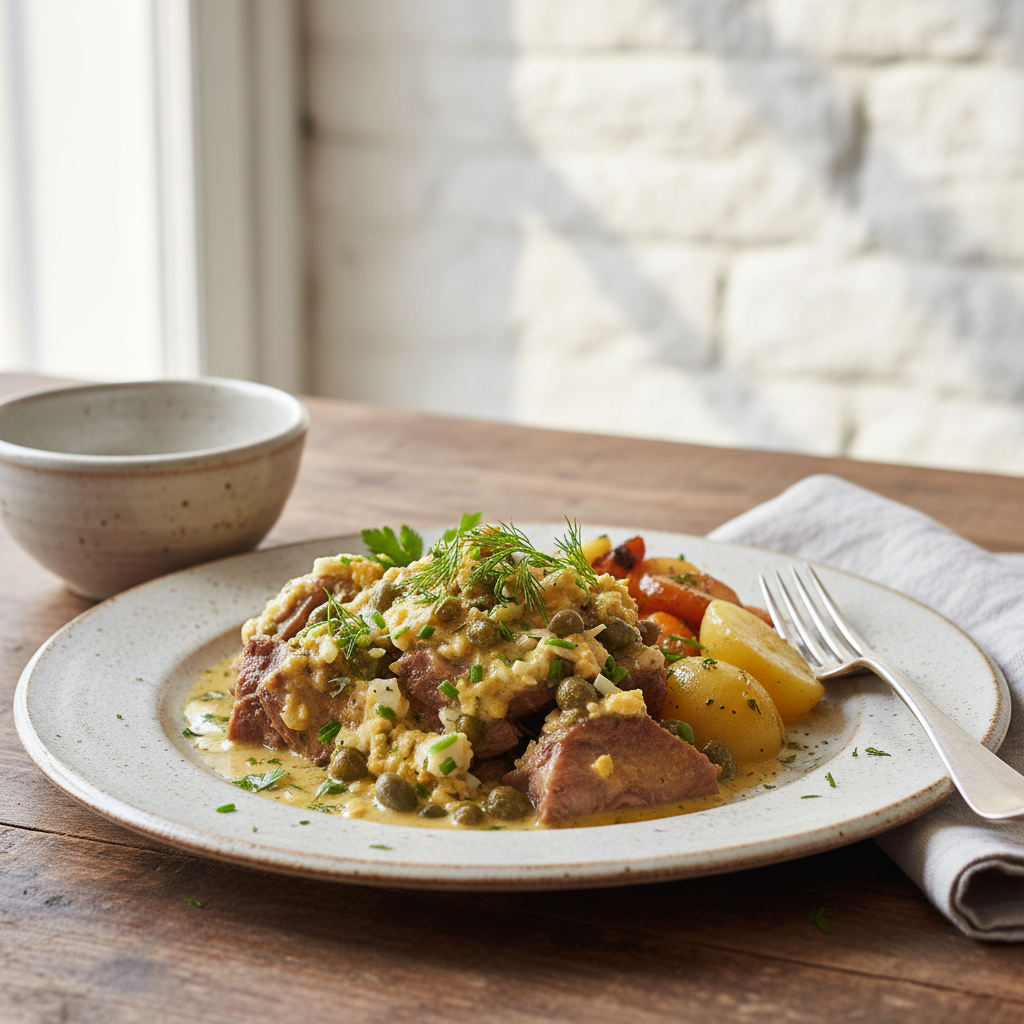 Photo de Recette de la tête de veau sauce gribiche traditionnelle