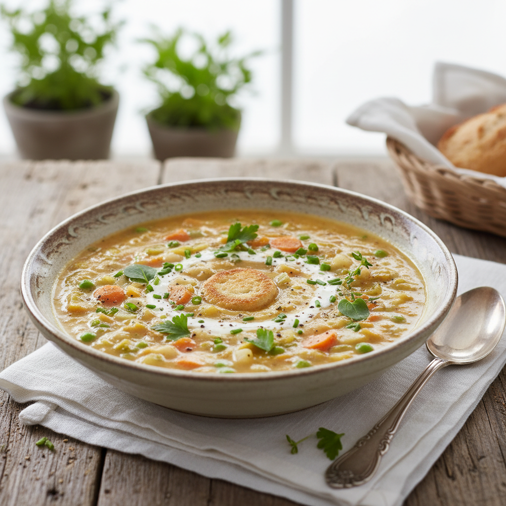 Photo de Recette des soupes de légumes du potager à l'ancienne