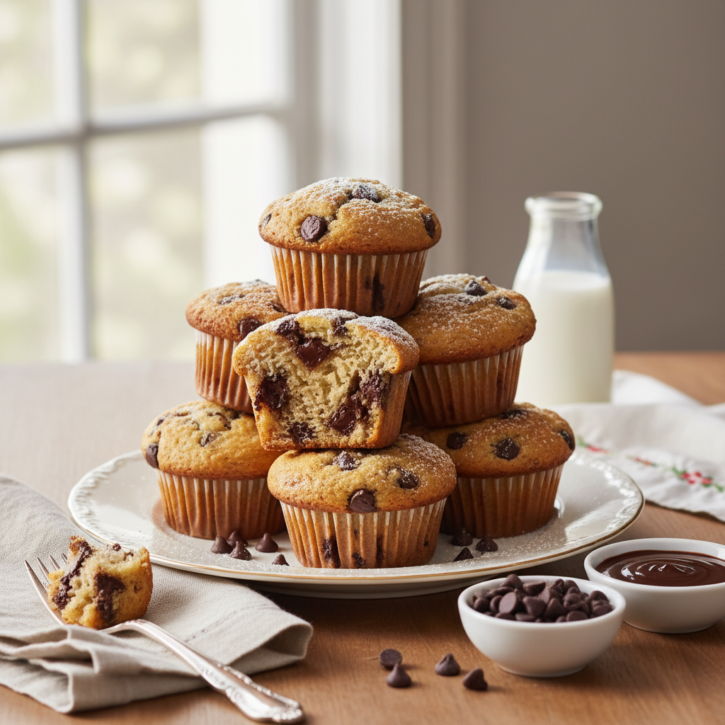 Photo de Recette des muffins pépites chocolat moelleux et bombés