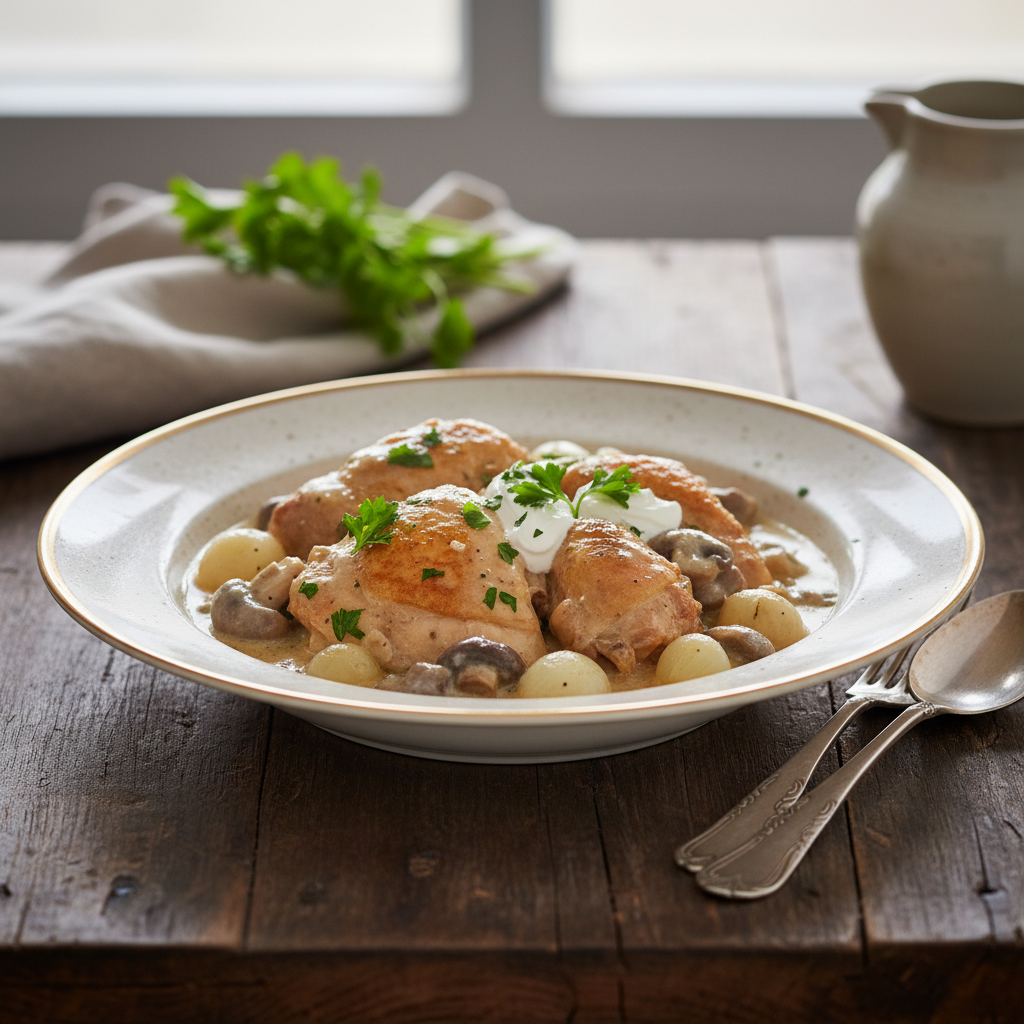 Photo de Recette de blanquette de poulet onctueuse et fondante