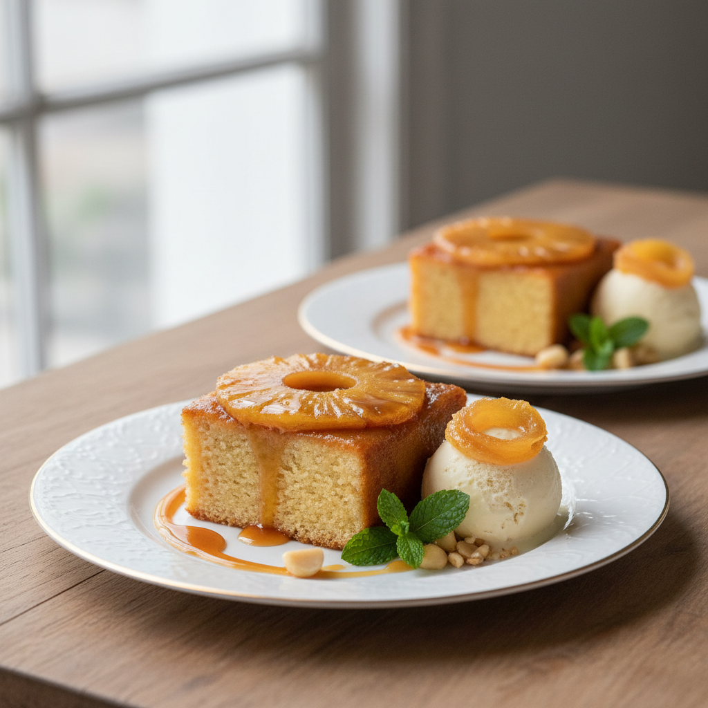 Photo de Recette du gâteau renversé aux ananas caramélisés
