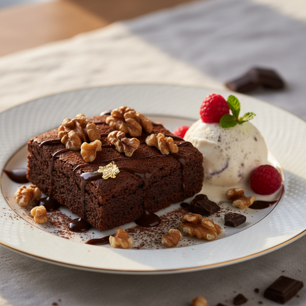 Photo de Recette du brownie gourmand aux noix et chocolat noir