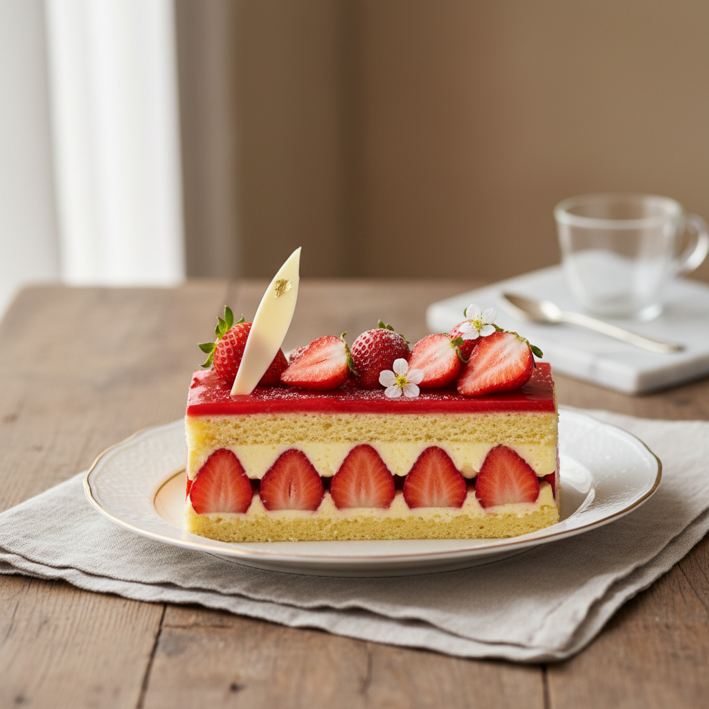 Photo de Recette de fraisier traditionnel à la crème mousseline