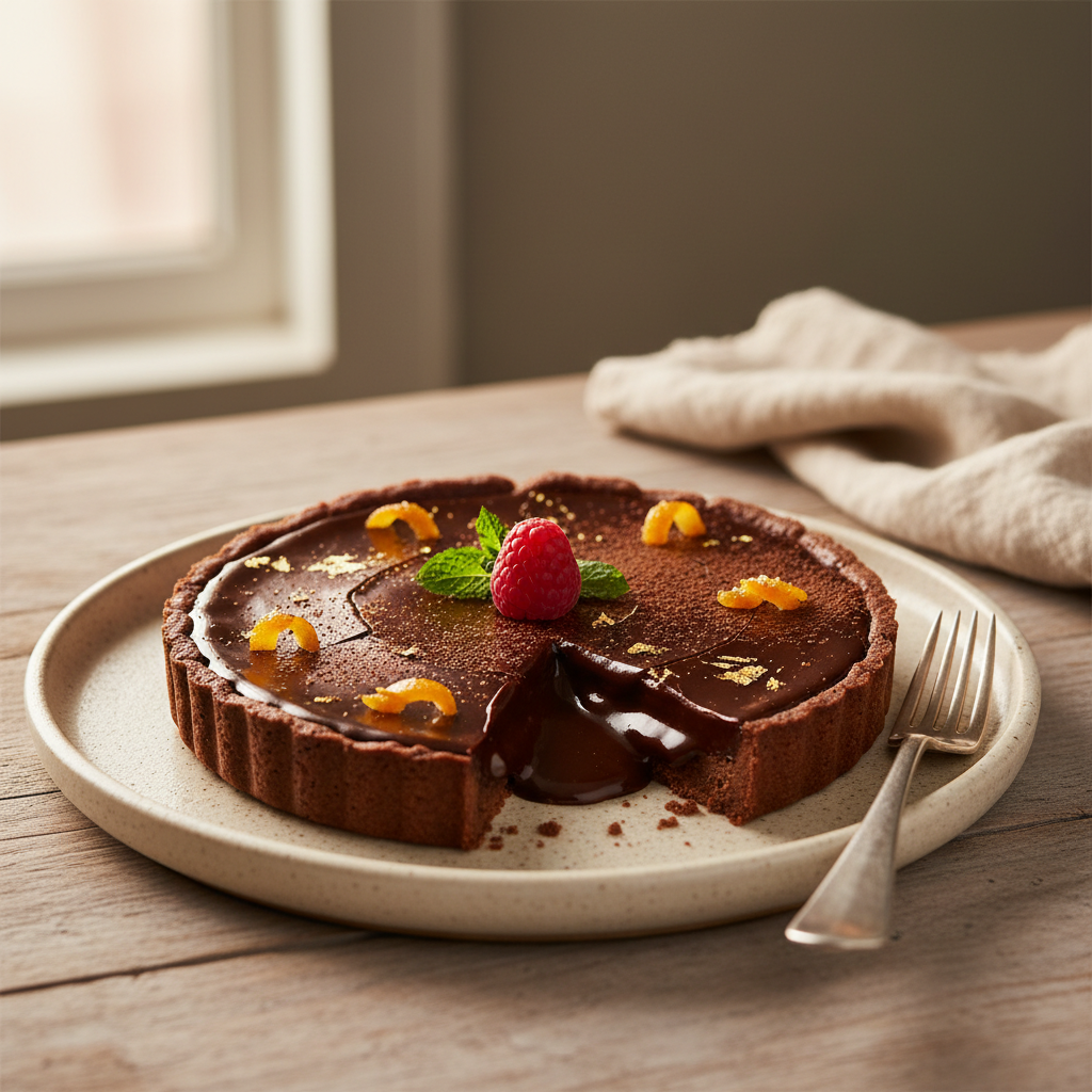 Photo de Recette de la tarte au chocolat intense et fondante