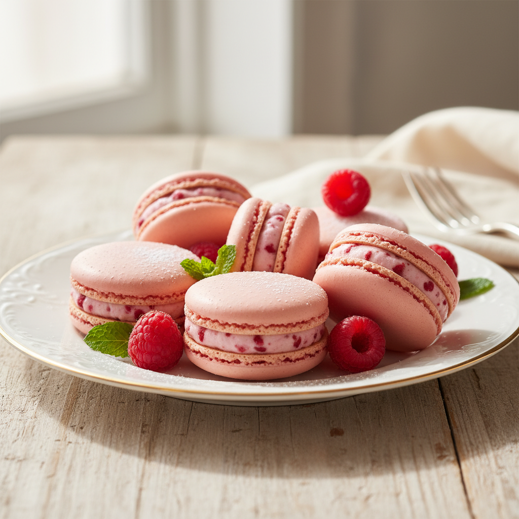 Photo de Recette de macarons parisiens à la framboise et ganache