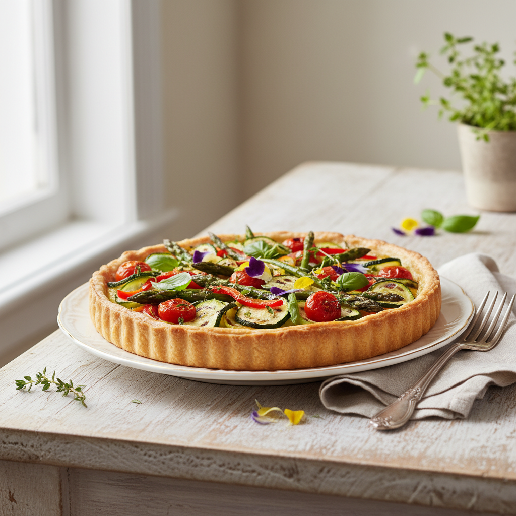 Photo de Recette de la tarte aux légumes croquants et sa pâte brisée