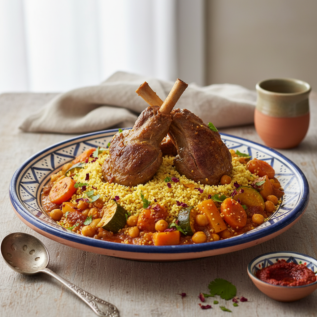 Photo de Recette du savoureux couscous tunisien à l'agneau