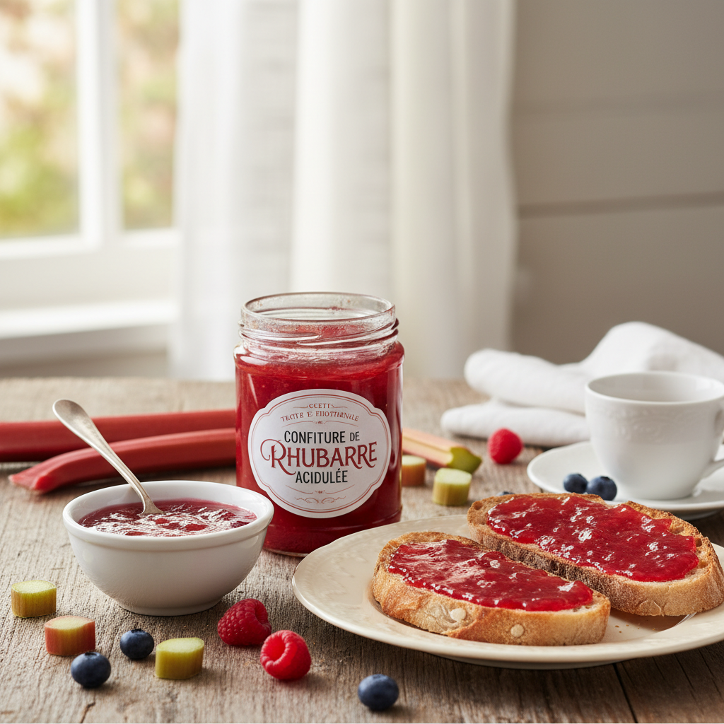 Photo de Recette de confiture de rhubarbe traditionnelle et acidulée