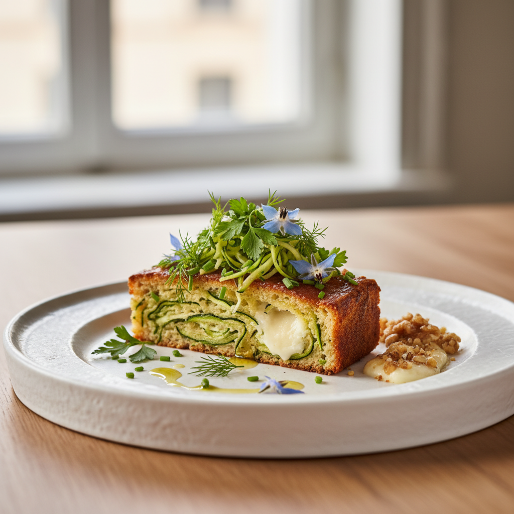 Photo de Recette de cake courgette chèvre fondant et herbes fraîches