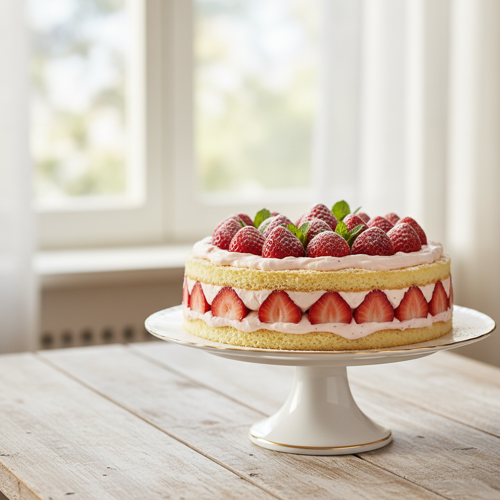 Photo de Recette de fraisier au mascarpone léger et onctueux