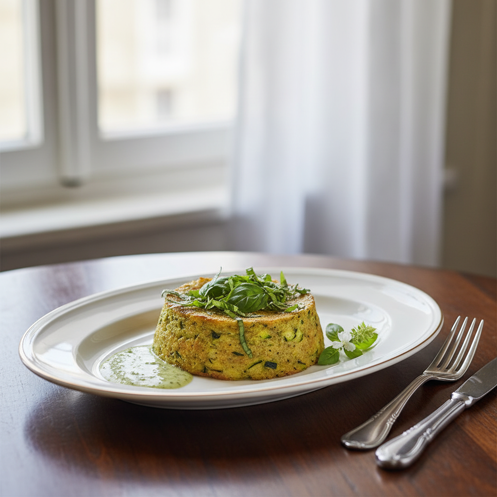 Photo de Recette du flan courgette fondant au basilic