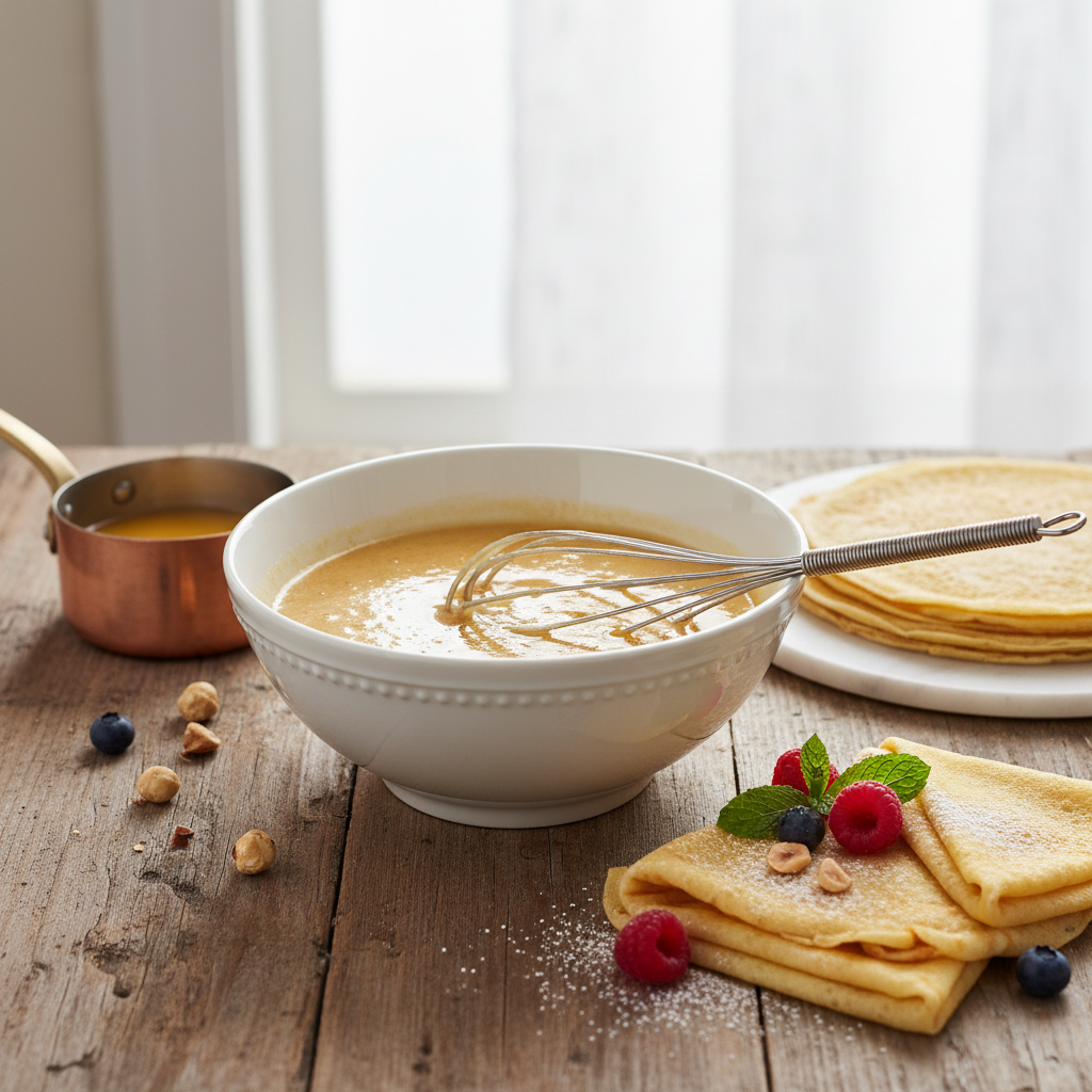 Photo de Recette de la pâte à crêpes légère au beurre noisette