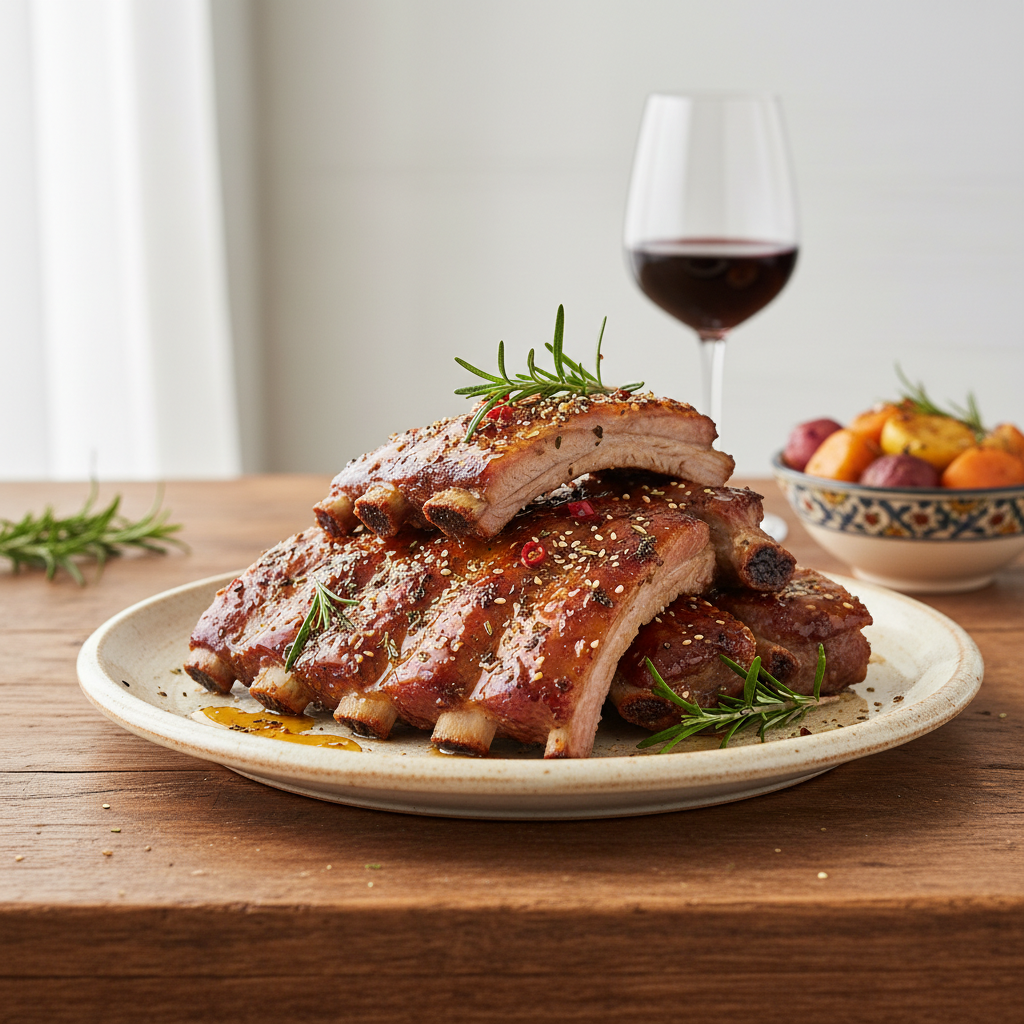 Photo de Recette de travers de porc fondants au miel et épices