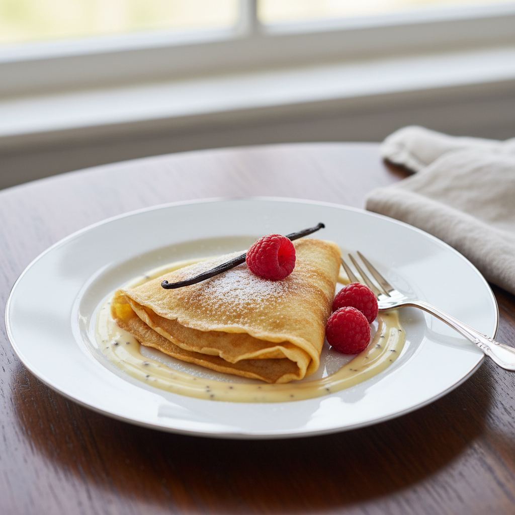 Photo de Recette de crêpe traditionnelle parfumée à la vanille