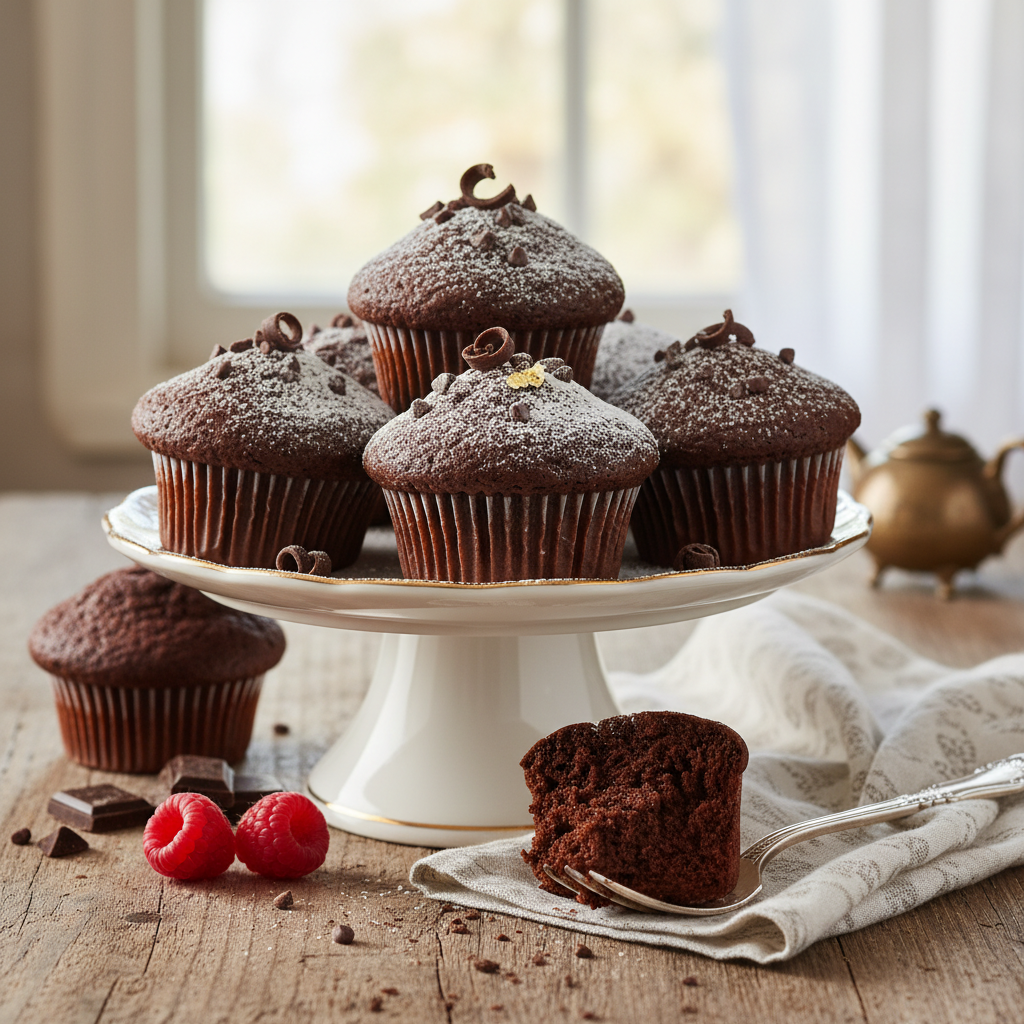 Photo de Recette de muffins au chocolat noir intenses et aériens