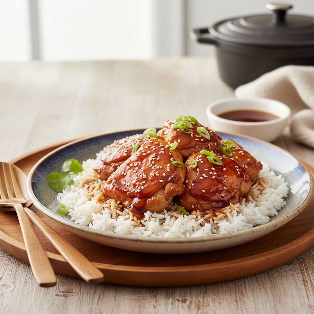 Photo de Recette de poulet teriyaki caramélisé et fondant