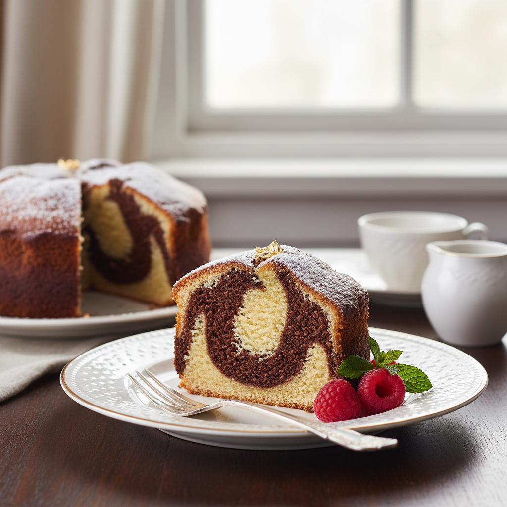Photo de Recette de gâteau marbré vanille chocolat moelleux