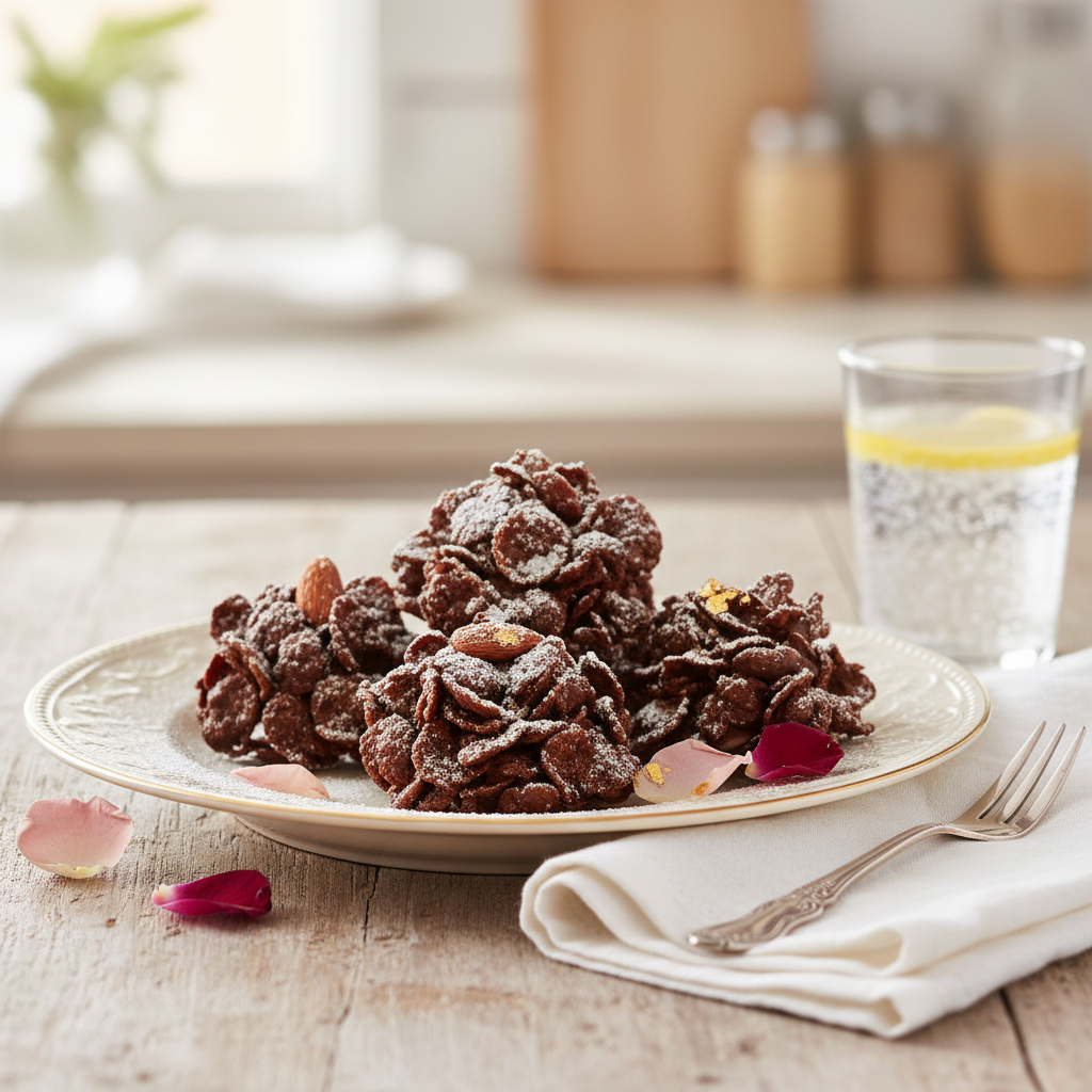 Photo de Recette des roses des sables au chocolat noir craquantes