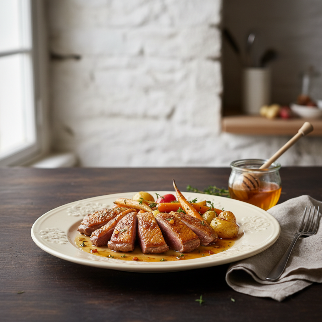 Photo de Recette des aiguillettes de canard au miel de fleurs