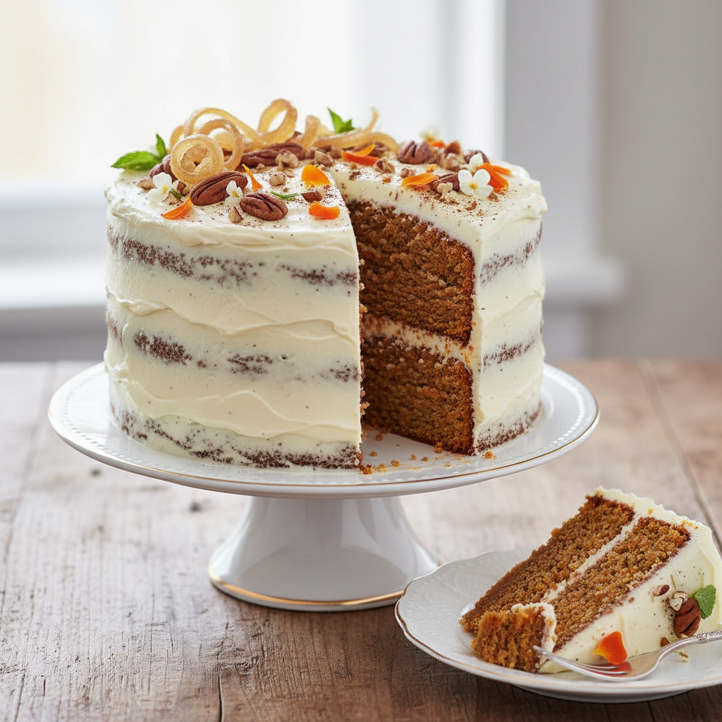 Photo de Recette de gâteau aux carottes épicé et son glaçage onctueux