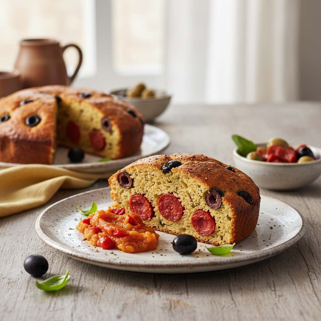 Photo de Recette du cake au chorizo et olives ensoleillé