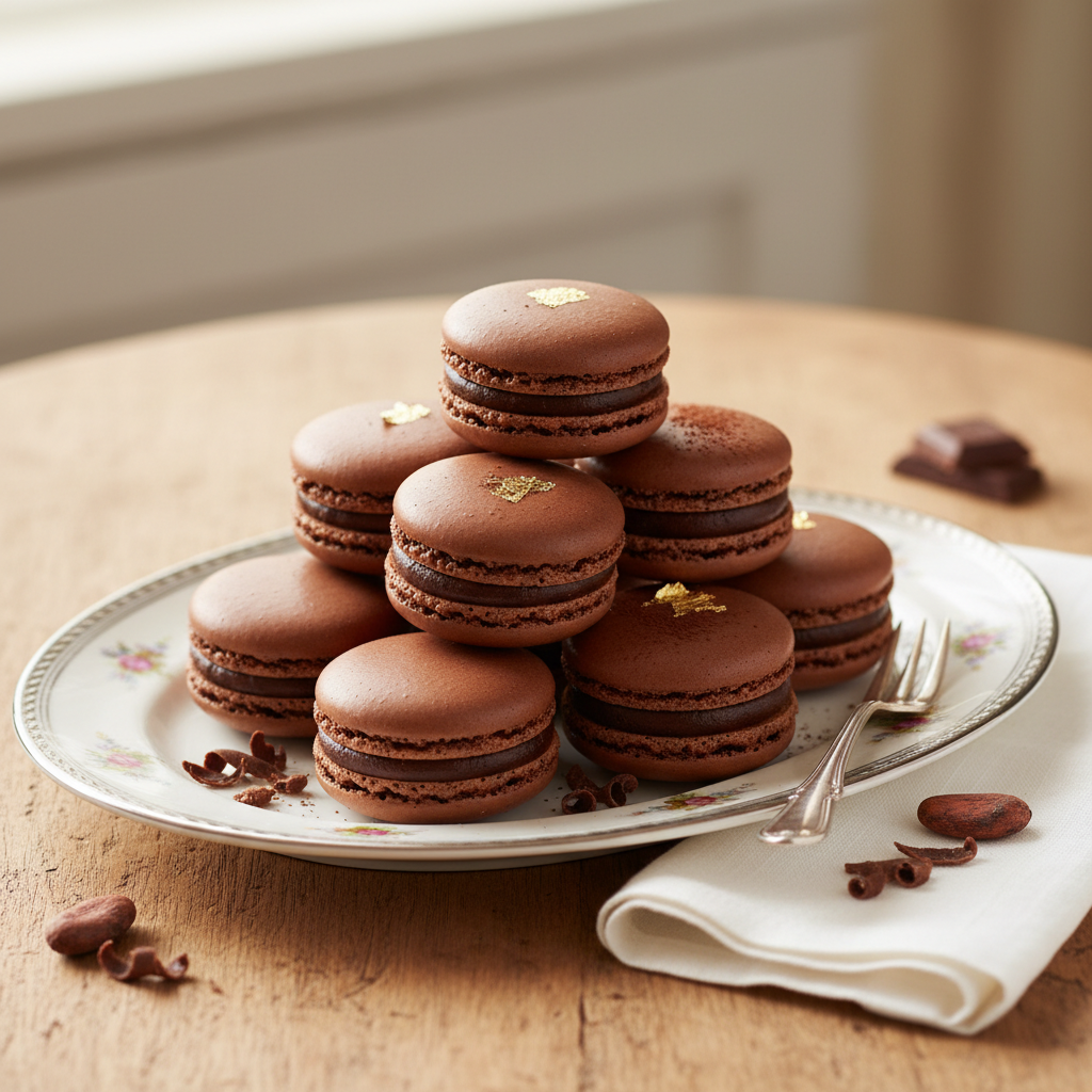 Photo de Recette de macaron chocolat à la française inratable