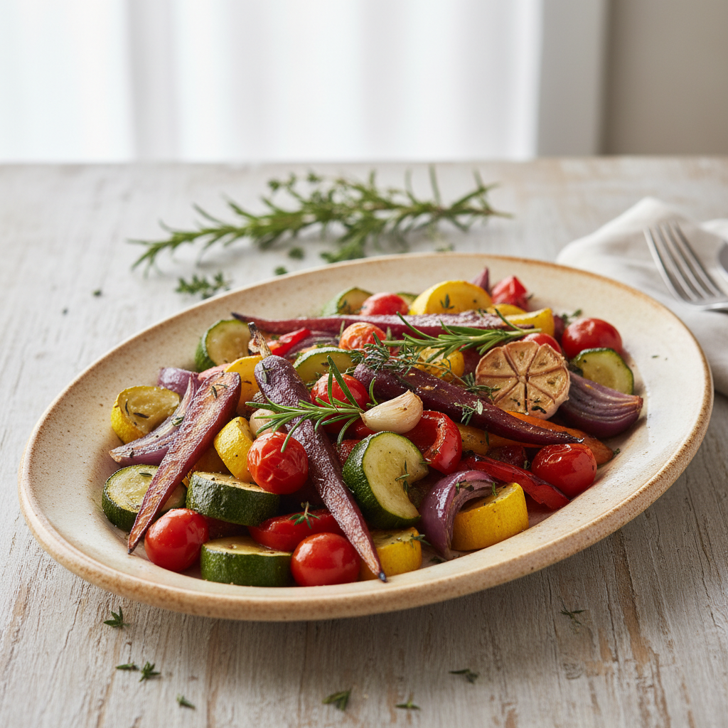 Photo de Recette de légumes au four rôtis aux herbes et à l'ail
