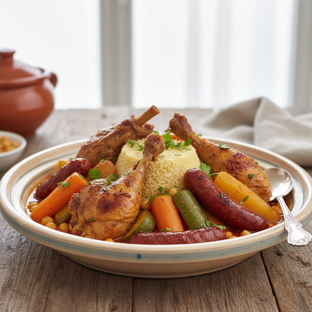 Photo de Recette de couscous royal généreux aux trois viandes