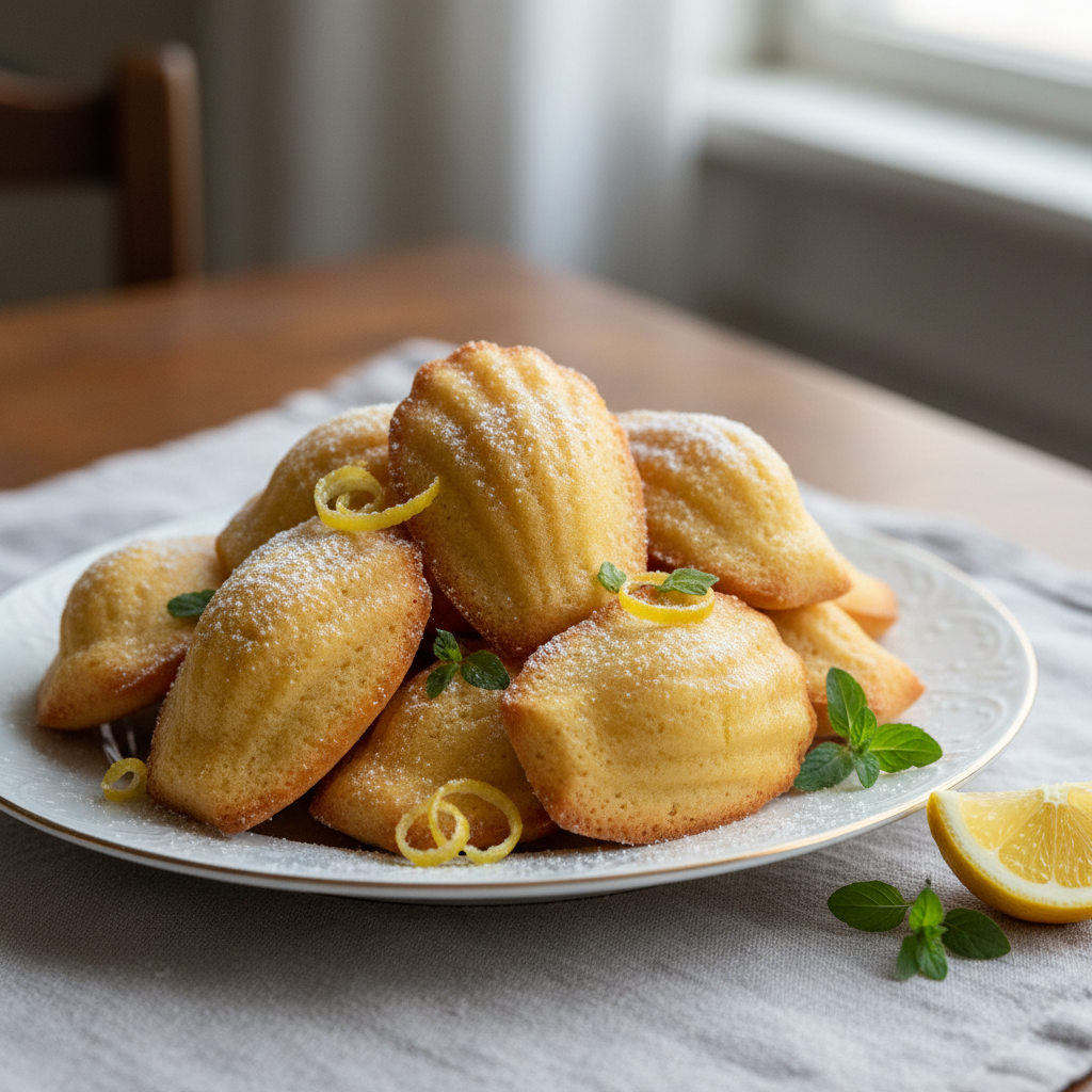 Photo de Recette de madeleine au citron parfumée et sa bosse dorée