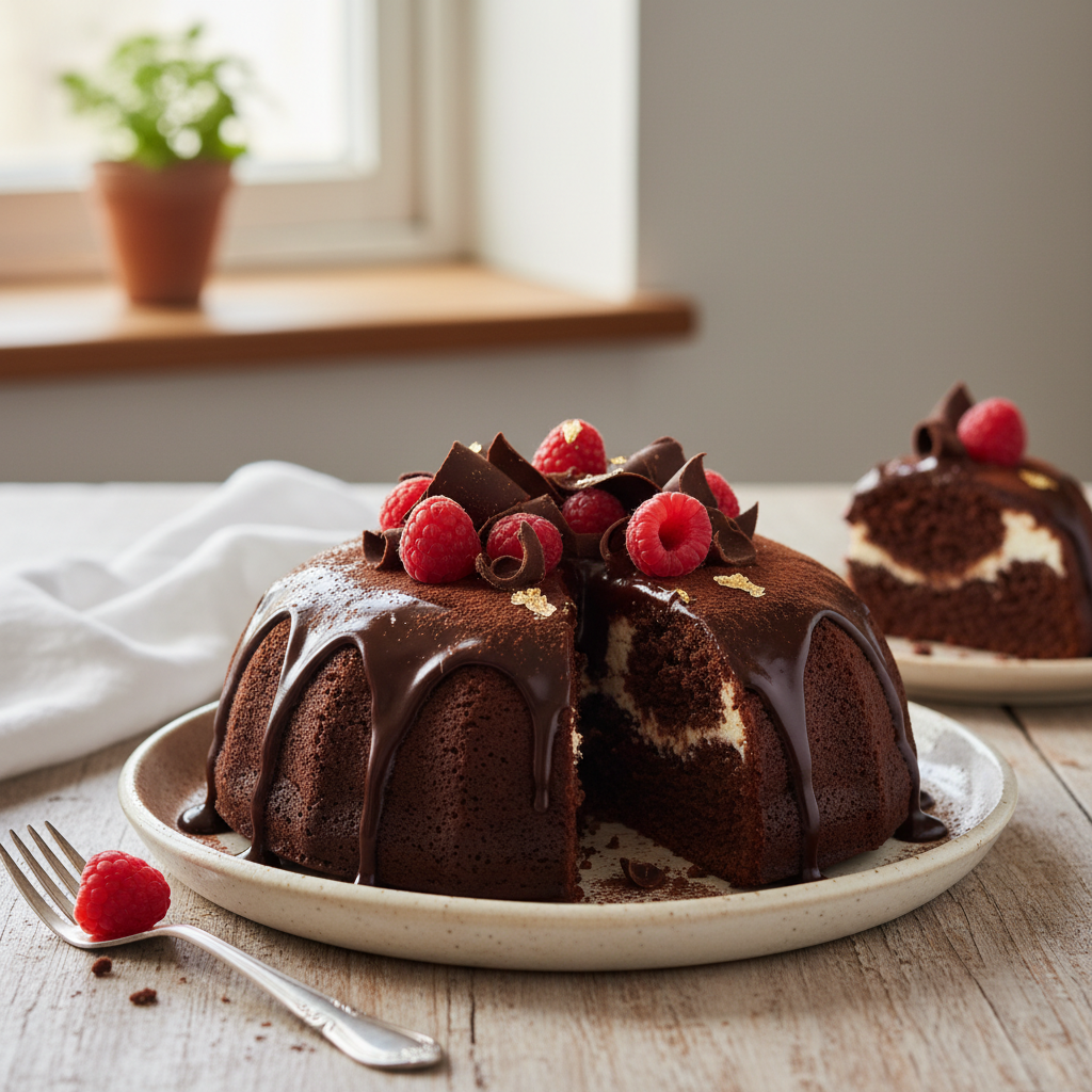 Photo de Recette de gâteau au yaourt au chocolat noir intense
