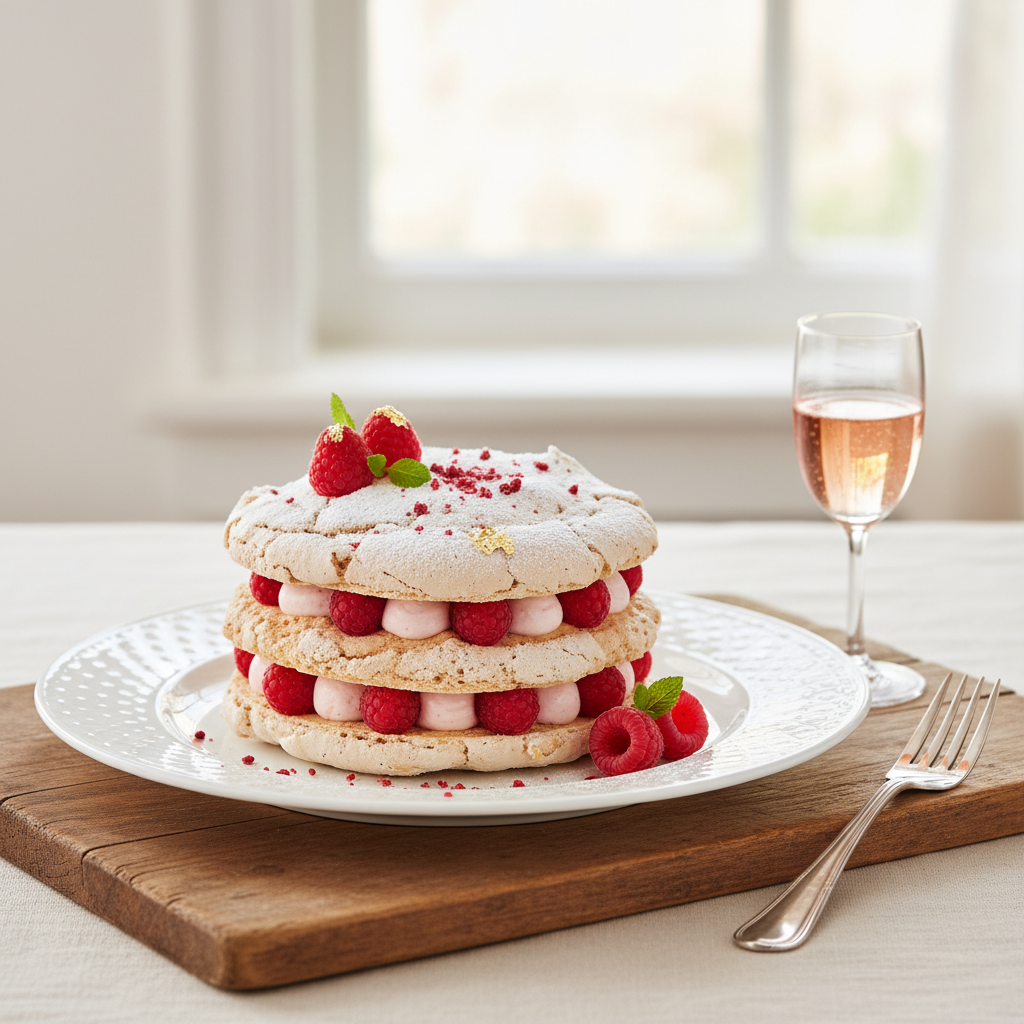 Photo de Recette de la macaronade aux amandes et framboises