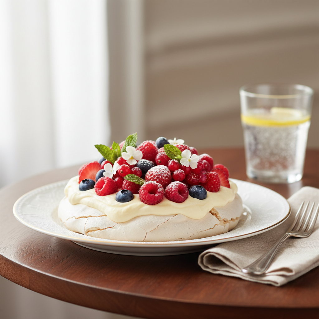 Photo de Recette du pavlova aux fruits rouges et crème onctueuse
