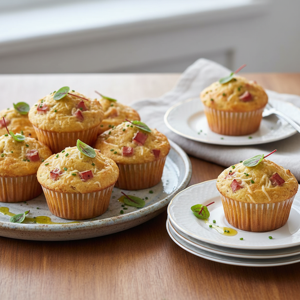 Photo de Recette des muffins salés apéritif au jambon et comté