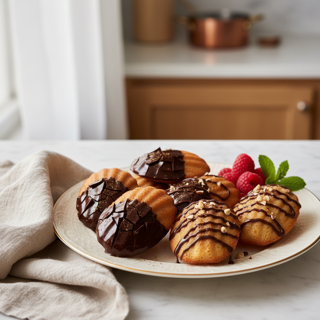 Photo de Recette de madeleines gourmandes au chocolat noir craquant