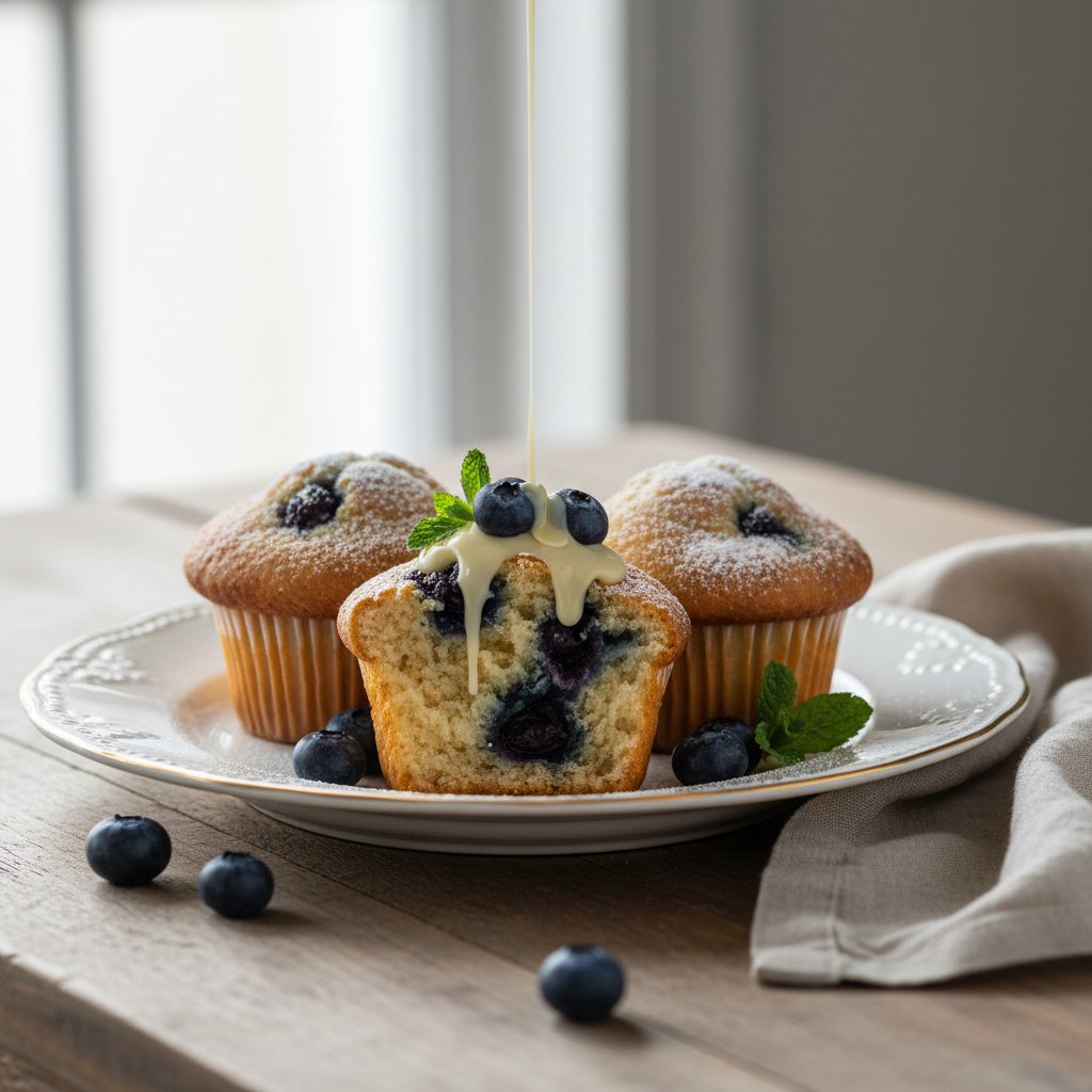 Photo de Recette de muffins aux myrtilles fraîches et fondants