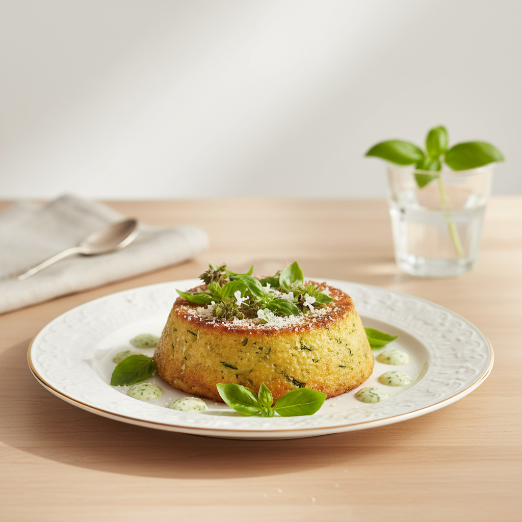 Photo de Recette de flan de courgettes fondant au basilic frais