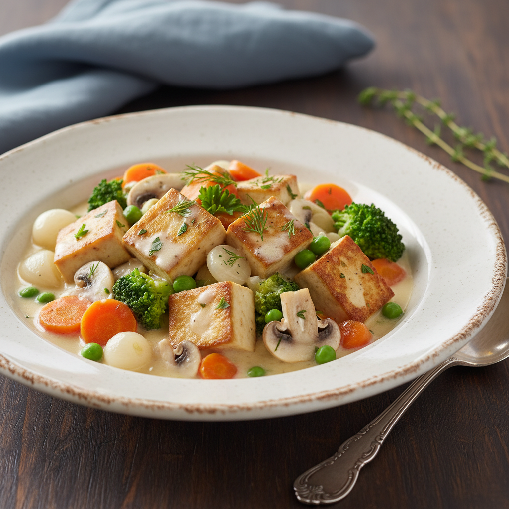 Photo de Recette de blanquette de tofu onctueuse aux légumes