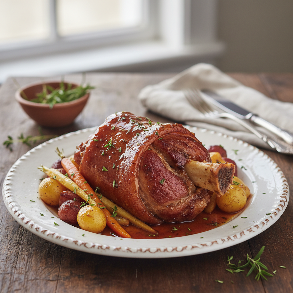 Photo de Recette de jarret de porc au four confit et savoureux