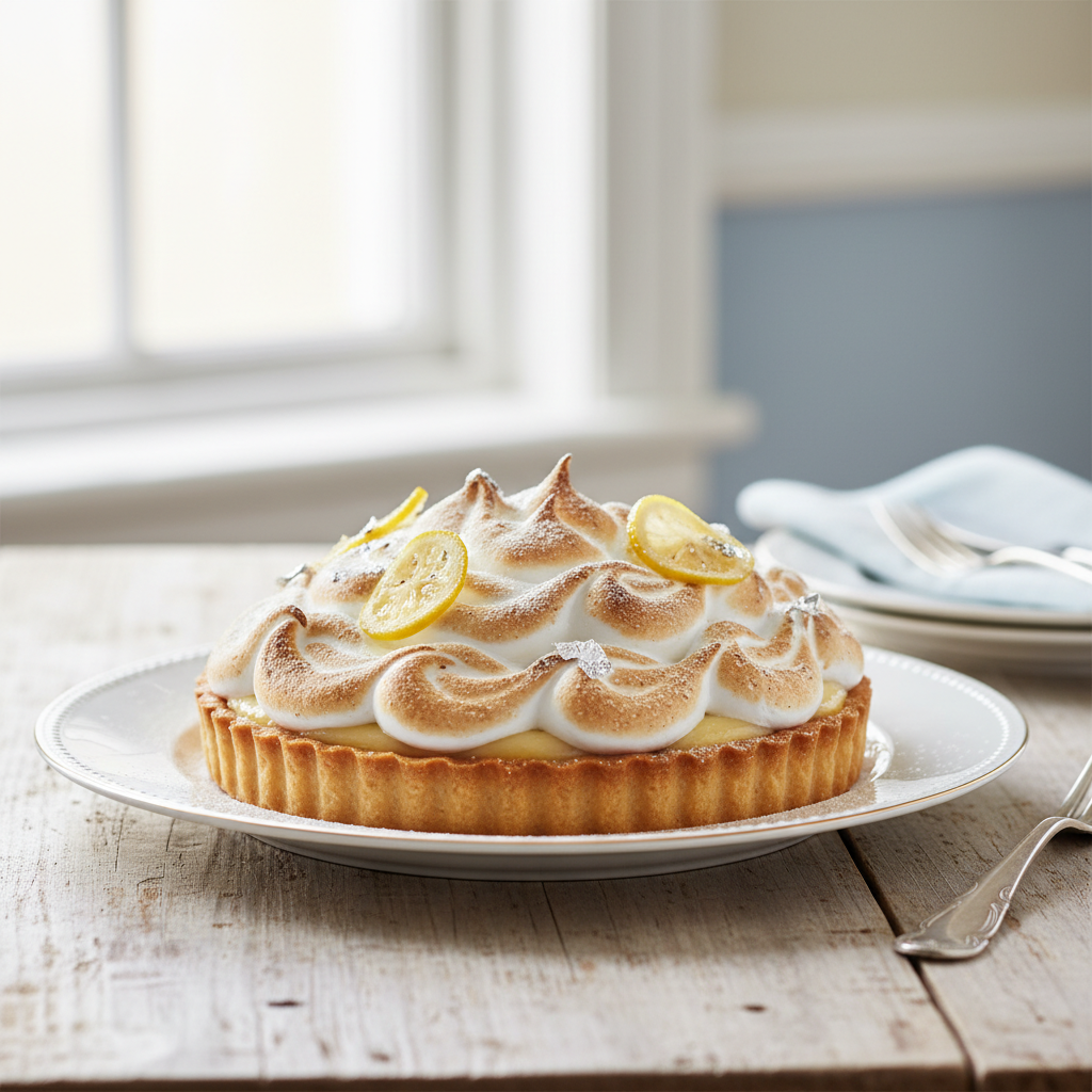 Photo de Recette de tarte au citron meringuée onctueuse et acidulée
