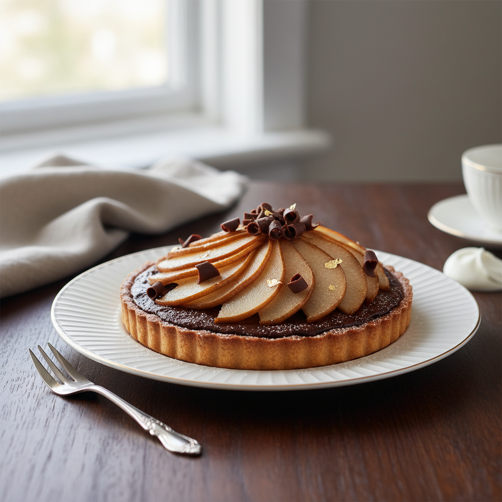 Photo de Recette de tarte chocolat poire intense et gourmande