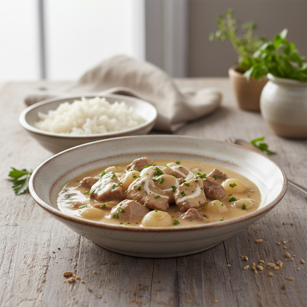 Photo de Recette de la blanquette de veau à l'ancienne et sa sauce onctueuse