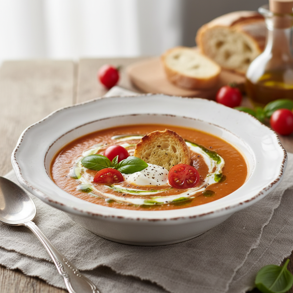 Photo de Recette de la soupe tomate maison onctueuse