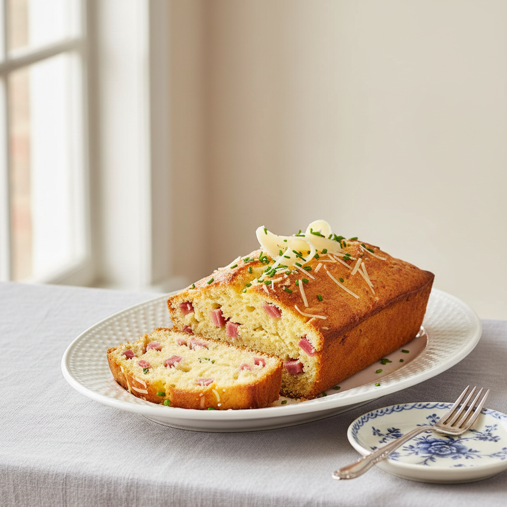 Photo de Recette de cake salé jambon et emmental très moelleux