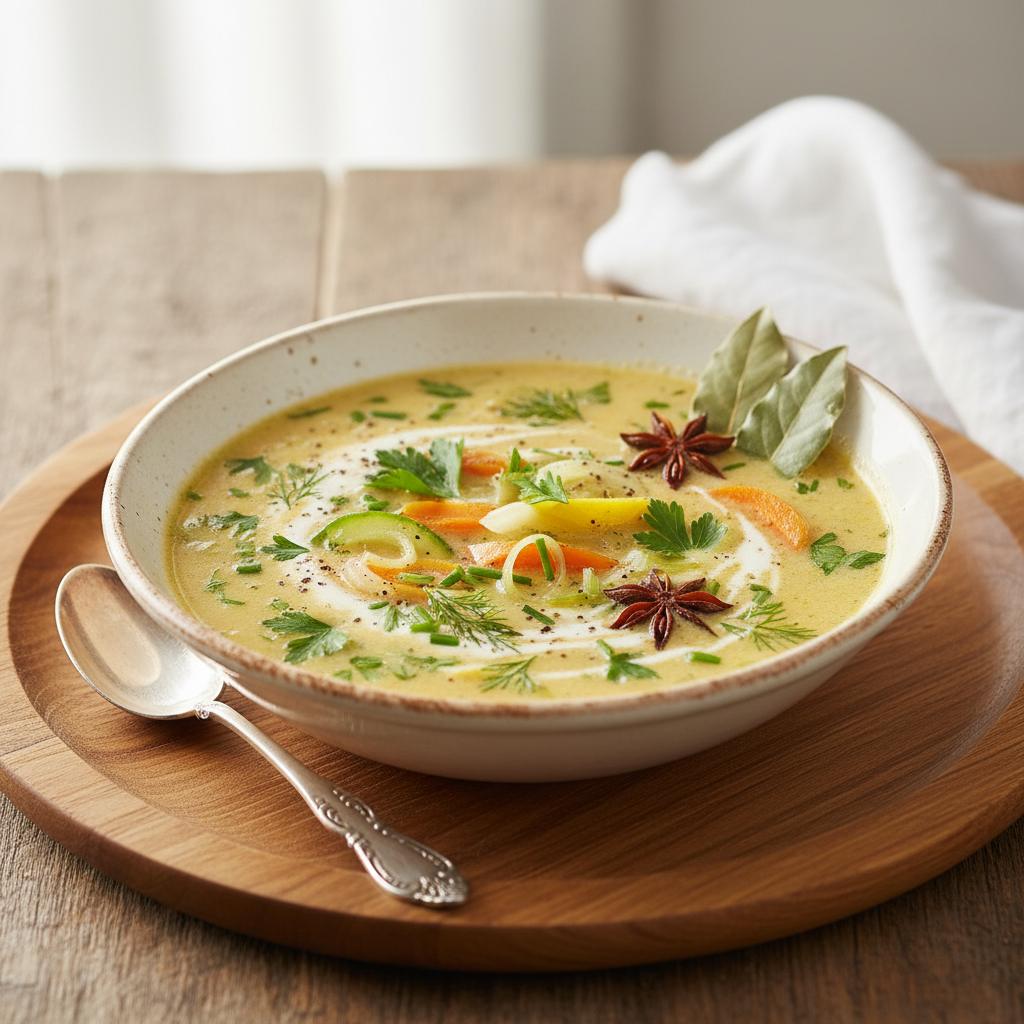 Photo de Recette du bouillon de légumes frais aux aromates