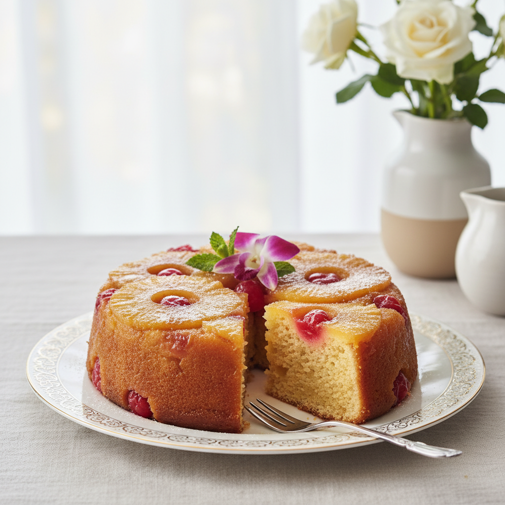 Photo de Recette de gâteau à l'ananas moelleux et parfumé