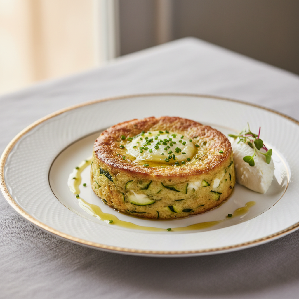 Photo de Recette de flan de courgettes fondant au chèvre frais