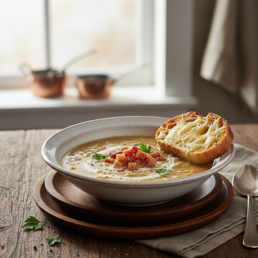 Photo de Recette de soupe au chou paysanne aux lardons fumés